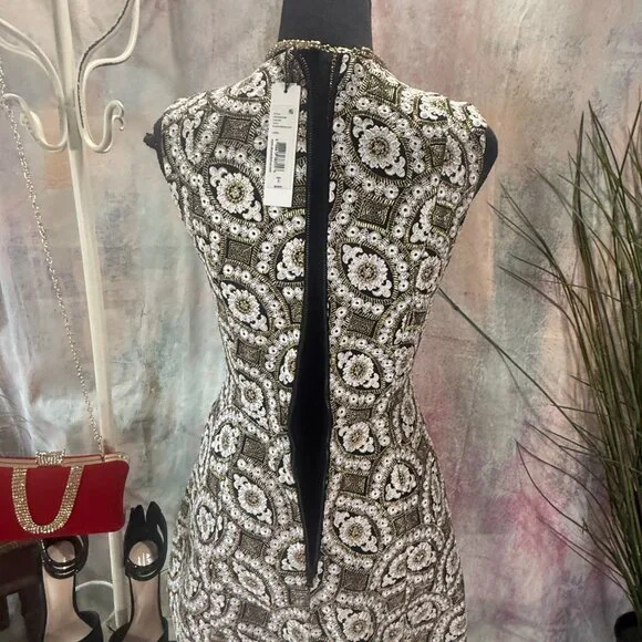 NEW📌Alice+Olivia Stunning Metallic Accented Jacquard Fabric Mini Cocktail Dress - Picture 9 of 15